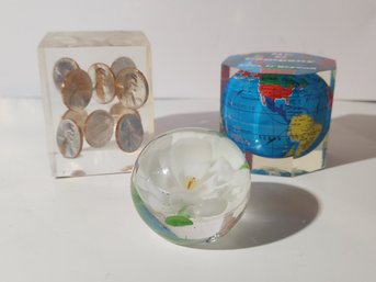 Acrylic And Art Glass Paperweight Lot