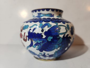 Dragon Decorated Chinese Cloisonne 'enamel Vasr