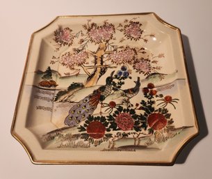 Peacock Decorated Satsuma Dish