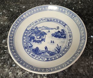 Blue And White Decorated Chinese Pedestal Dish