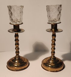 Pair Or Wieghted Brass Candlesticks