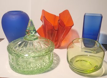 5 Piece Colored Glass Lot