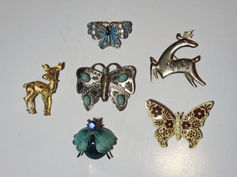 Butterfly And Deer Pins