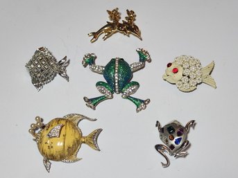 Fish And Frog Pins Including Trifari