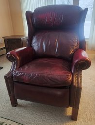 Maroon Ethan Allen Reclining Leather Wing Chair