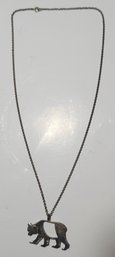 Sterling Silver Necklace With Hand Crafted JAN Sterling Silver Is Grizzly Bear Charm