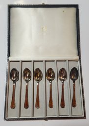 Christofle For Shreve Crump And Low Silver And Enamel Demi Tass Spoons