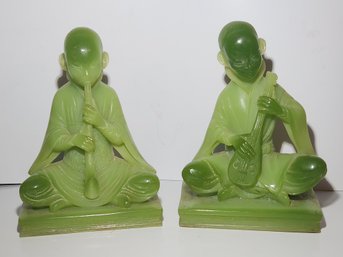 Pair Of Faux Jade Musician Bookends