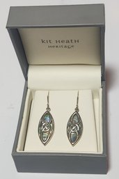 Celtic Silver And Abalone Shell Earrings