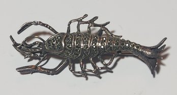 Sterling Silver And Marchasite Crayfish Pin