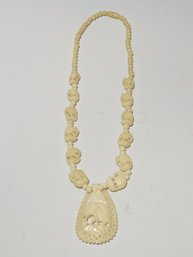 18' Elephant Carved Bone Necklace