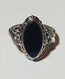 Sterling Silver And Onyx Ring  Size 6