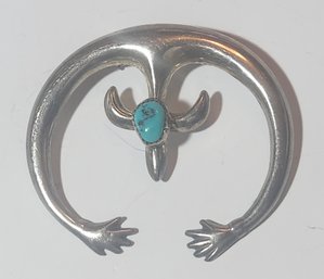 Large Navajo Silver Pin /pendant With Torquios