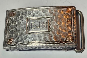 Sterling Silver Belt Buckle With Gold Applique