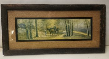 Oak Framed Print Of Two Men With A Horse Drawn Wagon