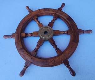 Decorative Wood And Beass Ships Wheel