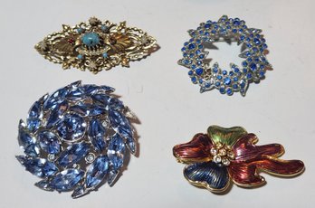 4 Costume Jewelry Brooches