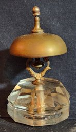 Antique Brass And Cut Glass Counter Bell