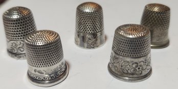 5 Antique Thimble 3 Markes Sterling Silver