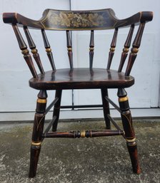 Grain Painted And Stenciled Pine  Captains Chair
