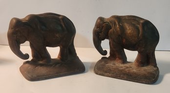 Pair Of Cast Iron Elephant Bookends