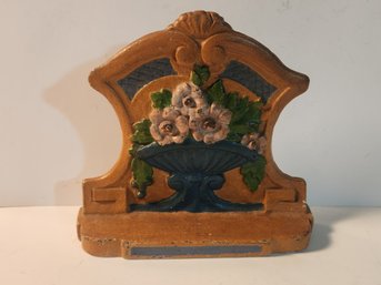 Cast Iron Urn And Flower Decorated Door Stop