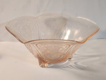 Royal Lace Footed Pink Depression Glass Bowl By Hazel Atlas