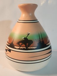 Signed  8' Native American Indian Pottery Vase