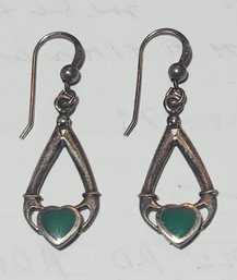 Pair Of Celtic Sterling Silver Heart In Hand Earrings