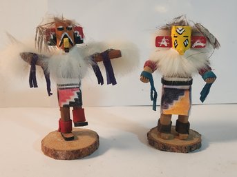 Two Signed 4 1/2' Native American Indian Kachinas Dolls