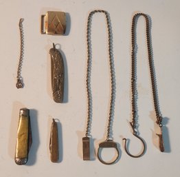 Pocket Knives,watch Chains,and Belt Buckle