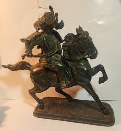 Bronze Finished Cast Iron Warior On Horseback