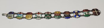 7' B.M.Co.sterling Silver And Enamel Coat Of Arms Braclet