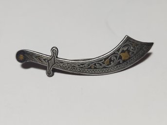 Silver Sabre  Pin With Gold Inlay