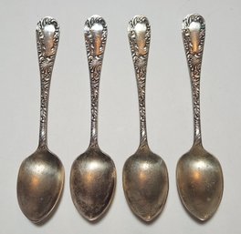 Four Fancy Demi Tasse Spoons Signed A1 Coin Silver Company