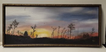 Signed Oil Painting Dust In The Forest