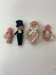 C1930s Celluloid Kewpie Style Wedding Party Dolls Japan With Jointed Arms Japan