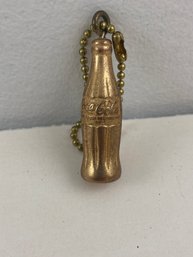 Early 20thC Coca Cola Metal Gold Bottle Keychain Trademark Registered