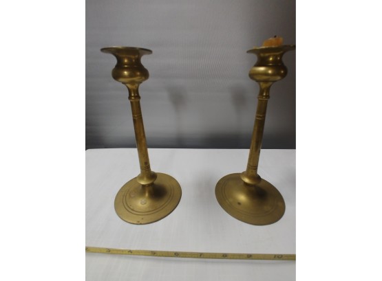 Pair Of Brass Arts And Crafts Period Candlesticks