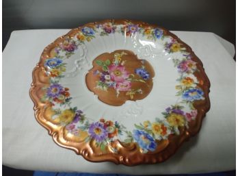 Floral Decoratorated German Bowl With Luster Accents