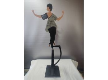 Hand Painted Metal Balance Toy Of 1920s Flapper Girl