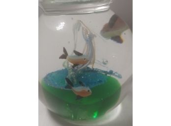 Hand Blown Fish Bowl Paperweight