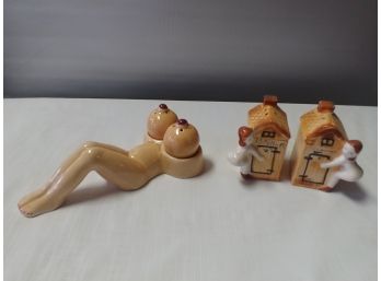 Two Pairs Of Naughty Salt And Pepper Shakers
