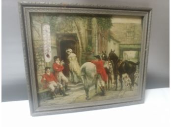 Vintage Fox Hunt Print With Thermometer