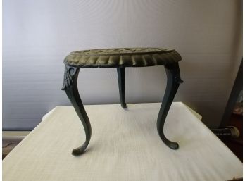 Small Cast Iron Plant Stand With Rose Decorated Top