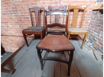 4 Assorted Antique Chairs To Be Sold As One Lot