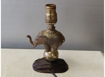 1920s White Metal Elephant On Ball Table Lamp