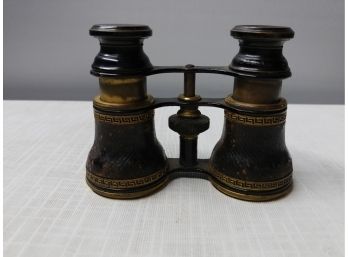 Pair Of Leather-wrapped French Brass Opera Glasses