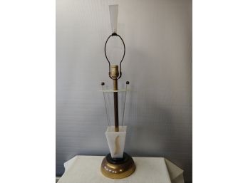Mid-century Acrylic And Brass Table Lamp
