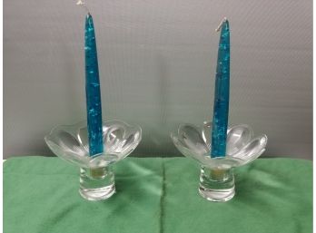 Pair Of Mid Century Flower Form Candle Holders